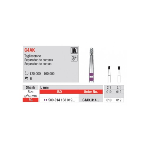 Rozřezávač korunek FG C4AK.314.012 (5ks)