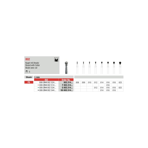 Edenta diamantový brousek 802 kulička s límcem FG 010 1ks