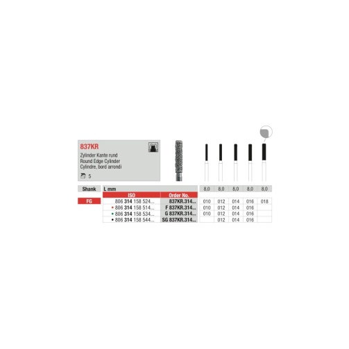 Edenta diamantový brousek G837KR cylindr zaoblený FG 010 1ks (zelený)