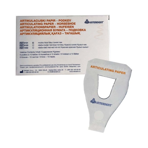 Artikulační papír červený 40µ podkova 6x10listů