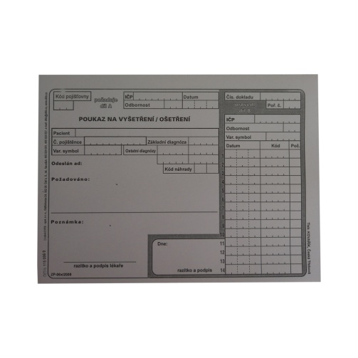 Poukaz na vyšetření/ blok