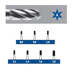 Vrtáček fisura turb. A-H2/010 (1ks) 6 břitů