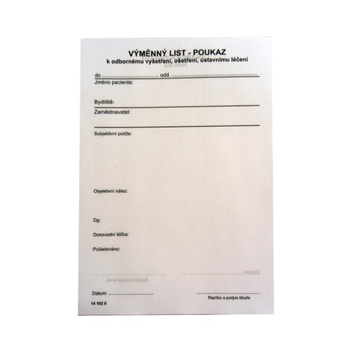 Výměnný list-poukaz /blok