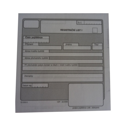Registrační listy /blok pro 25 pacien.