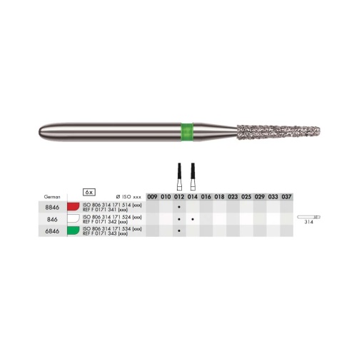 Diamant - dlouhý kónus FG M 014 (6ks)
