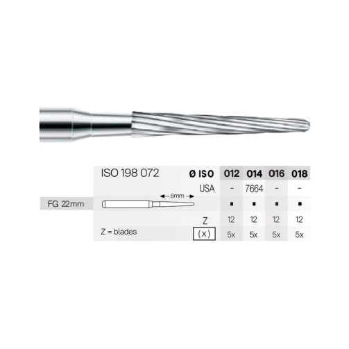 Tvrdokovový vrtáček kónický zaoblený FG 016 5ks