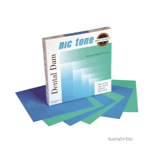 Koferdam NIC TONE, přírodní latex, 36 ks, hard 6x6 modrý THICK