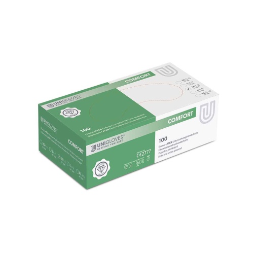 Rukavice Unigloves COMFORT latex bez pudru /M/ 100 ks bílé