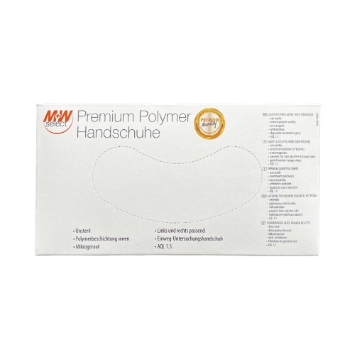 M+W Rukavice Polymer Premium bez pudru /XS/ 100 ks bílé