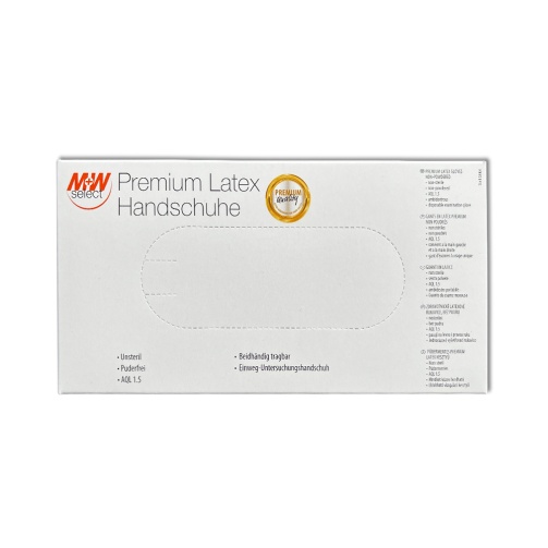 M+W Rukavice Latex Premium bez pudru /L/ 100 ks bílé