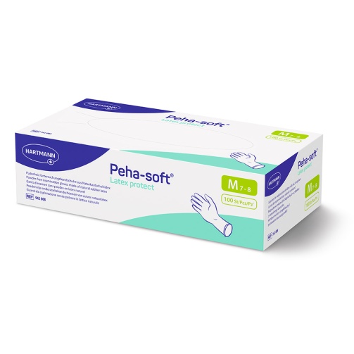 Rukavice Peha-soft latex protect bez pudru /M/ 100 ks bílé