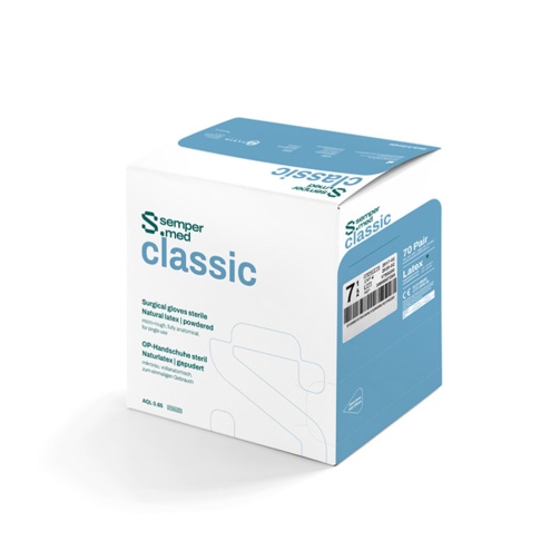 Rukavice Sempermed STERIL Classic s pudrem vel. 6,5 (70 párů)