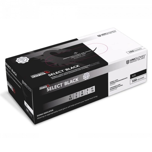 Rukavice Unigloves Select Black latex bez pudru /L/ 100ks černé